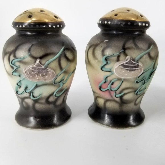 Japanese Moriage Dragon Ware Salt Pepper Sugar Bowl With Lid Mauein Grey Blue - Picture 4 of 7
